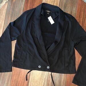 Banana Republic Black Knit Blazer Jacket Women’s‎ Medium NWT Cotton Blend Crop